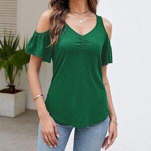 Cold Shoulder Tops for Women Summer Short Sleeve Shirts